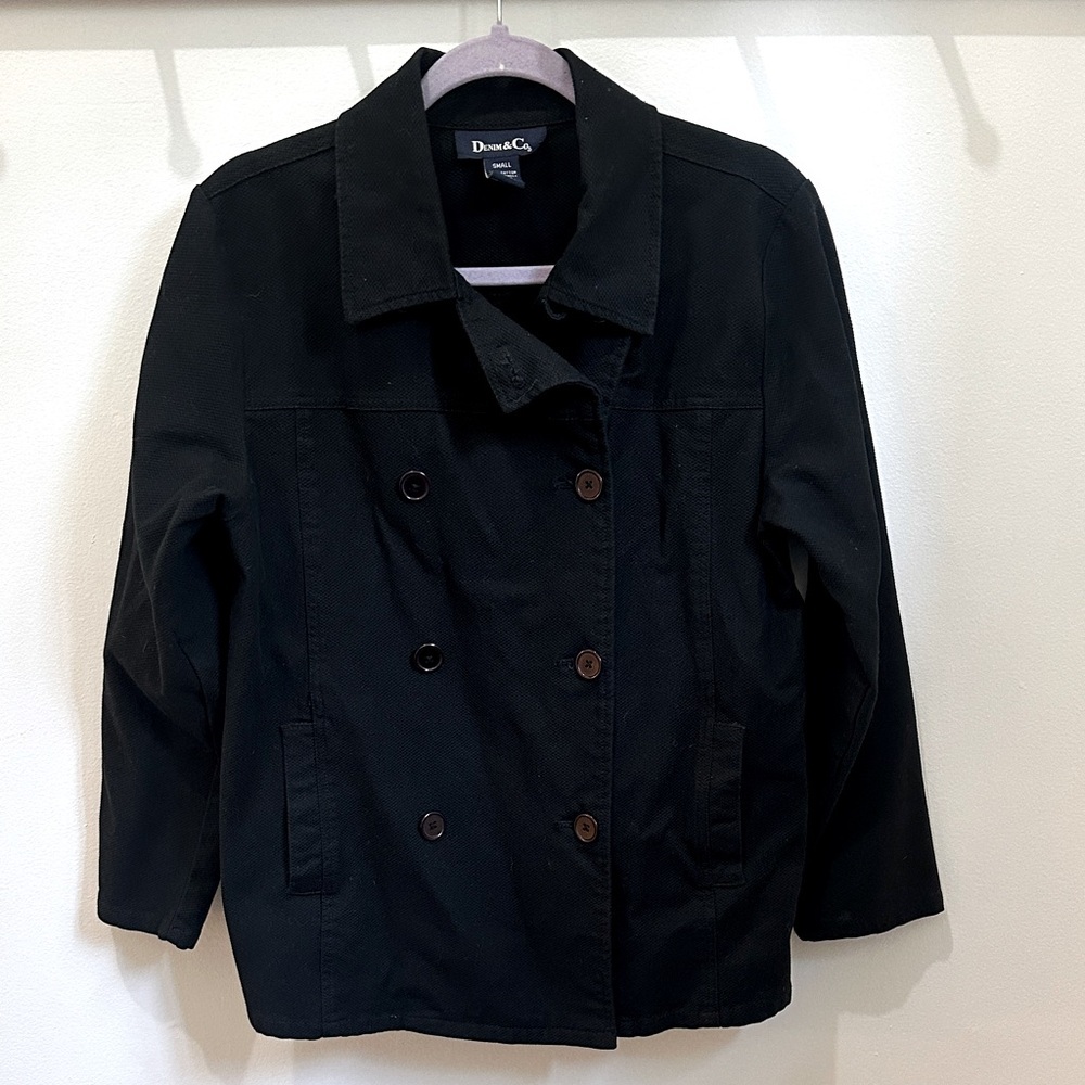 Denim & Co. Black Button Up Coat